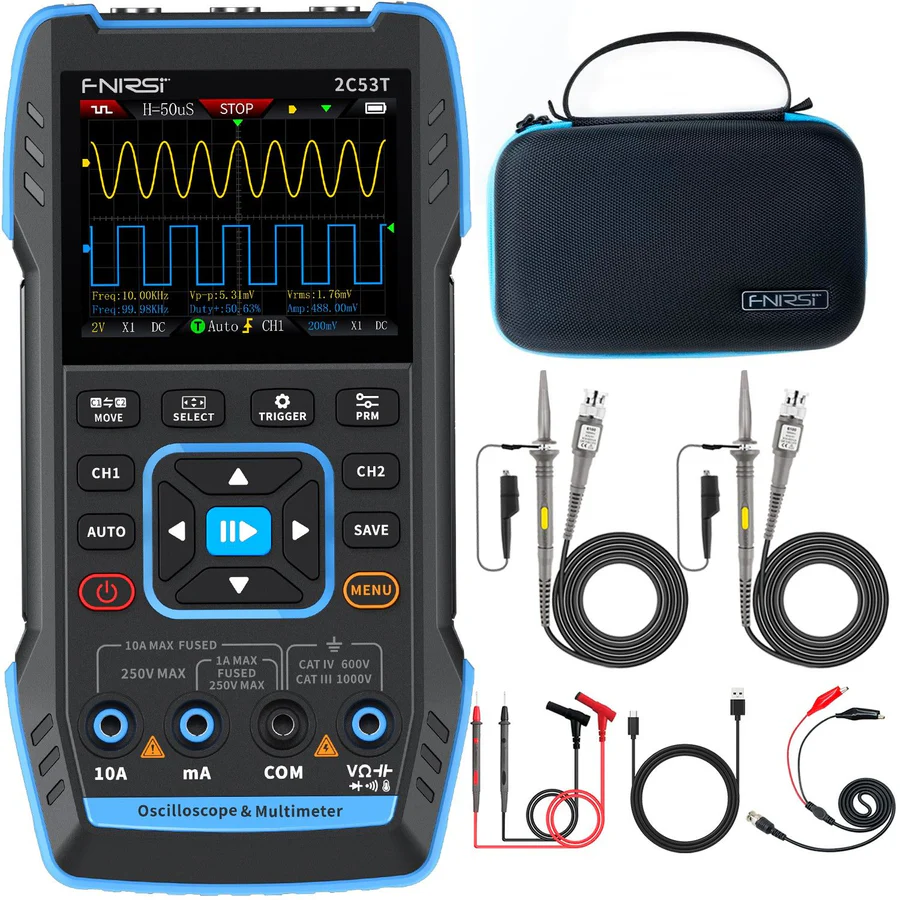 FNIRSI 2C53T Handheld 3in1 Oscilloscope, Multimeter & Signal Generator - Image 5